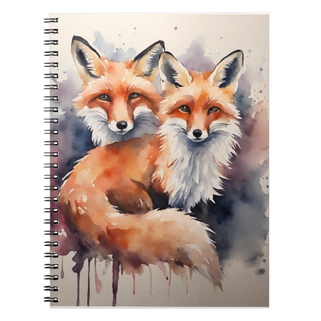 Aquarellfox Duo Notizblock (Vorderseite)