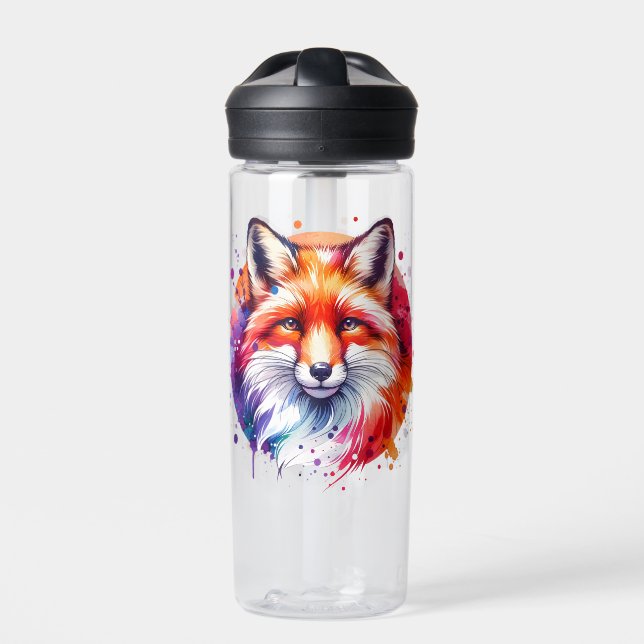 Aquarellfox-Illustration Trinkflasche (Vorderseite)