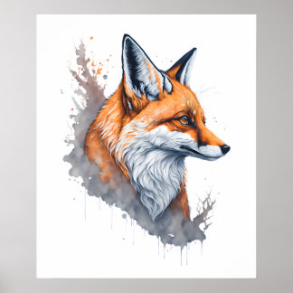 Aquarellfoxportrait Poster