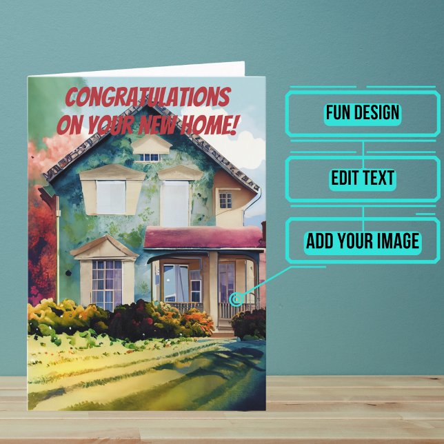 Aquarellfront Neue Zuhause Glückwünsche Karte (Use this card to wish new homeowners congratulations in a unique and personalized way. )