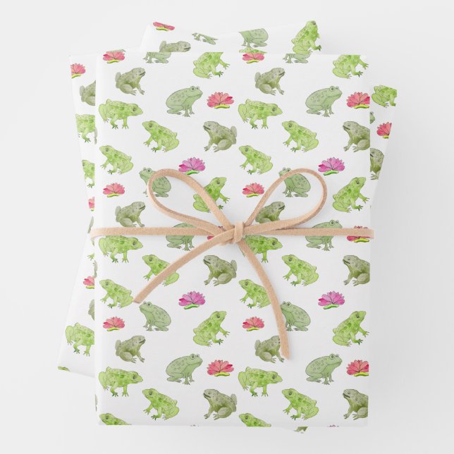 Aquarellfrösche Niedliche whimsical Nature Art Geschenkpapier Set (Beispiel)