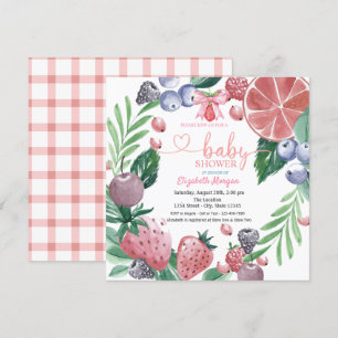 Aquarellfrüchte Kariert Red Berry Sweet Einladung