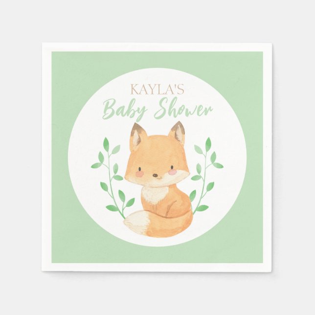Aquarellfuchs Babydusche, nach Maß Serviette (Vorderseite)