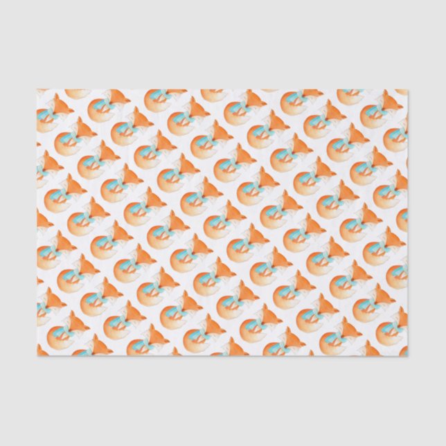 Aquarellfuchs im Schneeweihnachtsseidenpapier Seidenpapier (Vorderseite)