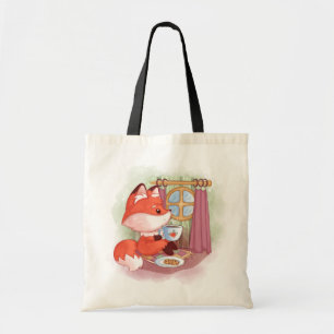 Aquarellfuchs mit Tee und Biskuits Tragetasche