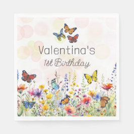 AquarellFun Farbenfrohe Wildblumen & Schmetterling Serviette