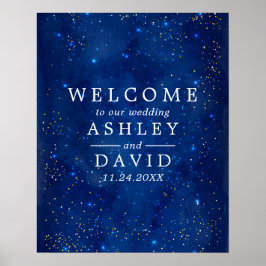 Aquarellgalaxie Kosmische Sterne Hochzeit Willkomm Poster