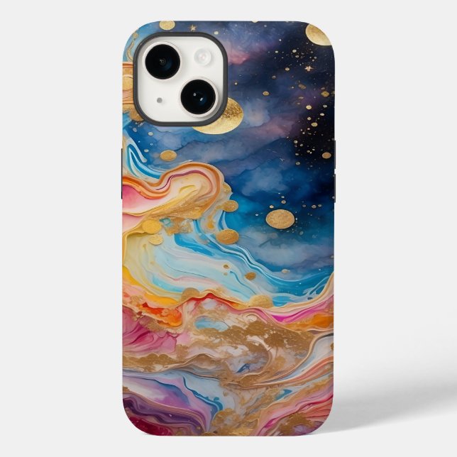 Aquarellgalaxie und Planeten Case-Mate iPhone Hülle (Rückseite)
