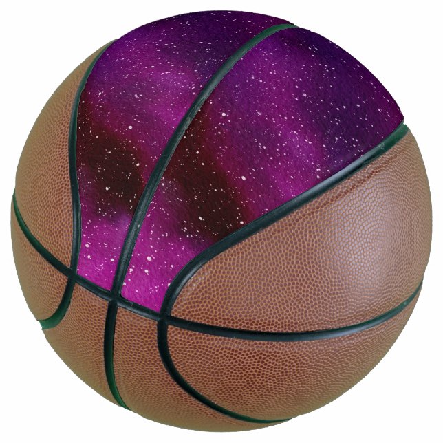 Aquarellgalaxien lila rosa basketball (angewinkelt)
