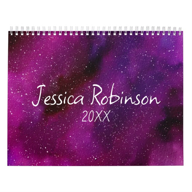 Aquarellgalaxien lila rosa Custom 2025 Kalender (Titelbild)