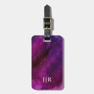 Aquarellgalaxien lila rosa gepäckanhänger