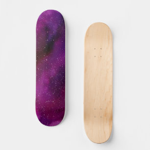 Aquarellgalaxien lila rosa skateboard
