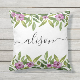 Aquarellgarland handgeschriebene Kalligrafie Kissen