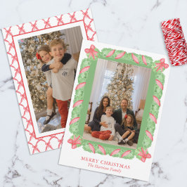 Aquarellgarland & Red Bow Weihnachtsgebäck Foto Feiertagskarte