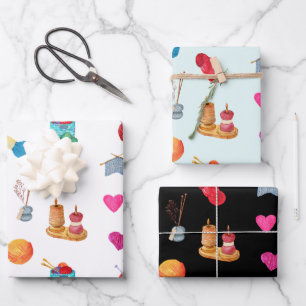 Aquarellgarne und Zubehör Geschenkpapier Set