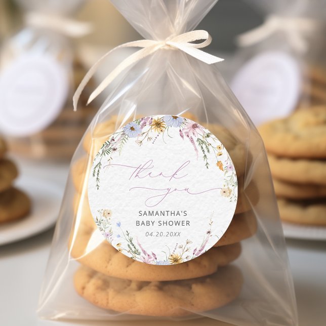 Aquarellgarten Blumenspülung Danke Runder Aufkleber (Von Creator hochgeladen)