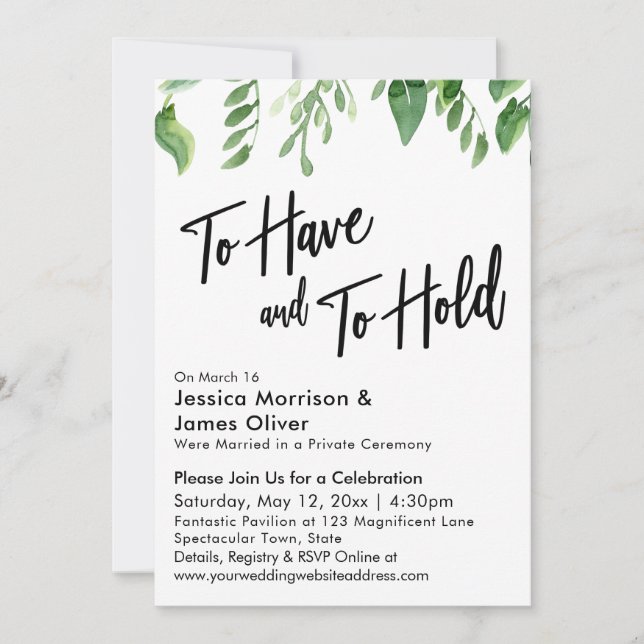 Aquarellgarten Empfang zu haben und zu halten Einladung (Vorderseite)