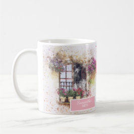 Aquarellgarten Farbige Blume Kaffeetasse