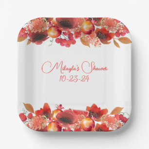 Aquarellgarten mit Früchten und Beeren Pappteller