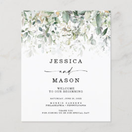 Aquarellgarten mit Gold-Hochzeitsprogrammen Flyer