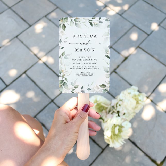 Aquarellgarten mit Gold Wedding Hand Fan Fächer (Von Creator hochgeladen)