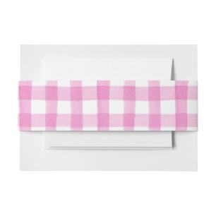 Aquarellgarten Party Pink Gingham Einladungsbanderole