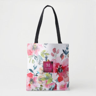 Aquarellgarten-Rose, Ombre Red+Monogram
