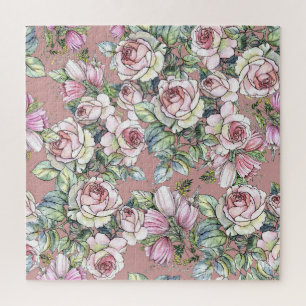 Aquarellgarten: Rosen-Tulpen-Eleganz. Puzzle