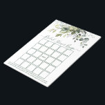 Aquarellgarten Sage Grünes Brautparty Bingo Notizblock<br><div class="desc">Das moderne elegante Botanische Brautparty Watercolor Bingo Sheets Notepad bietet Eukalyptus-Blätter,  grünes botanisches Blattwerk,  staubblaue Blätter und andere wunderschöne botanische Pflanzen. Trendy Kalligrafie Script. Sage Green.</div>
