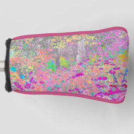 Aquarellgarten Sonnenaufgang mit violetten Blumen Golf Headcover