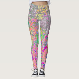 Aquarellgarten Sonnenaufgang mit violetten Blumen Leggings