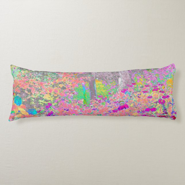 Aquarellgarten Sonnenaufgang mit violetten Blumen Seitenschläferkissen (Vorderseite)