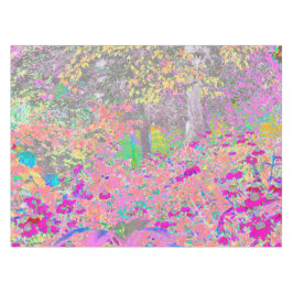 Aquarellgarten Sonnenaufgang mit violetten Blumen Tischdecke