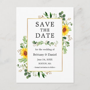 Aquarellgarten Sonnenblumen Save the Date Postkarte