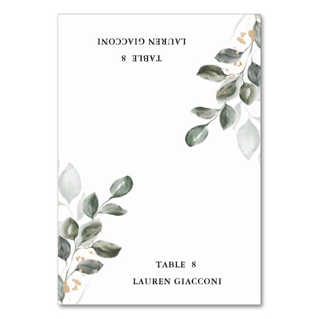Aquarellgarten Tischzelt Platzkarte Tischnummer (Vorderseite)