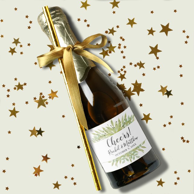 Aquarellgarten Wedding Mini (Watercolor greenery wedding mini champagne labels for favors or to serve to guests)