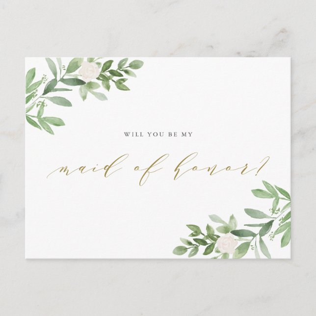 Aquarellgarten wird meine Trauzeugin sein Ankündigungspostkarte (Vorderseite)