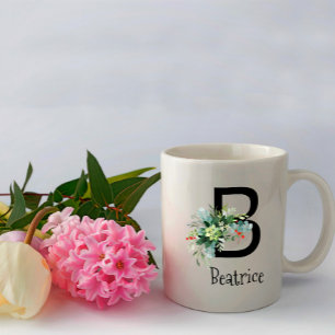 Aquarellgartenmonogramm-Pensionskaffee Tasse