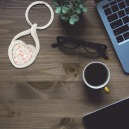 Aquarellgartenmuster Orange Metal Schlüsselanhänge Schlüsselanhänger