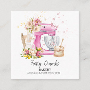 Aquarellgebäck Kuchen + Bäckerei Quadratische Visitenkarte