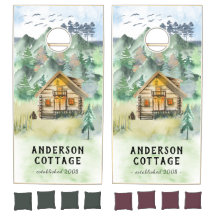 Aquarellgebirge Holzhütte / Hütte