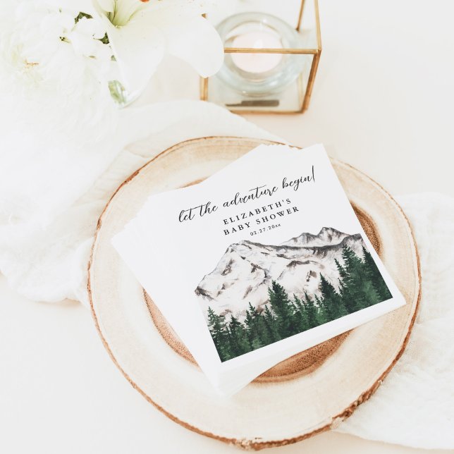 Aquarellgebirge Pinienwald Kinderdusche Serviette (Von Creator hochgeladen)