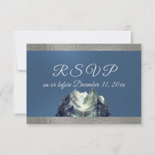 Aquarellgebirge & Ribbon Blau 2 RSVP Karte