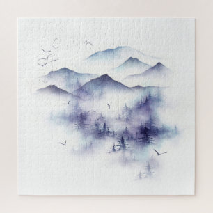Aquarellgebirge, Winterlandschaft Puzzle
