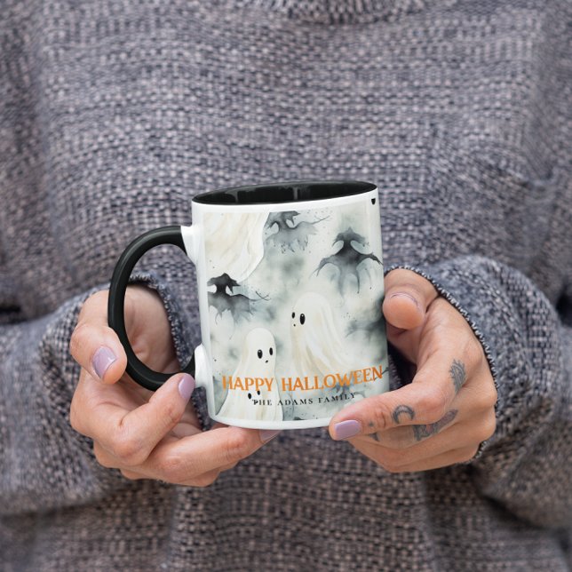 Aquarellgeister Personalisiert Happy Halloween Tasse (Von Creator hochgeladen)
