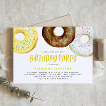 Aquarellgelb und Schokolade Donuts Geburtstag