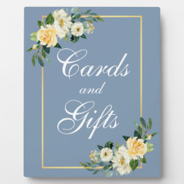 Aquarellgelbe blühende, dutzende blaue Karten Gesc Fotoplatte