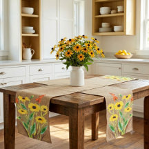 Aquarellgelbe Blumen auf Burlap