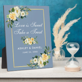 Aquarellgelbe Blütenstaub Blaue Leckerei Gefallen Fotoplatte