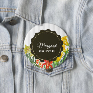 Aquarellgelbe Orangenfrühlingsblumen Button